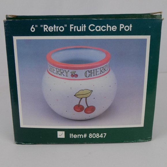 Indoor Cache Pot Planter 6" Retro Fruit Cherry Pacific Rim Import Corp Garden - Picture 8 of 8